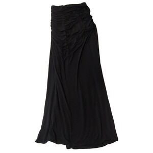 Unbranded Ruched Maxi Skirt Womens Size Small Black Excellent Draped Long Skirt